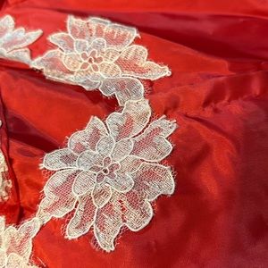 Vintage. Handmade in 1989 red dress with lace accent.